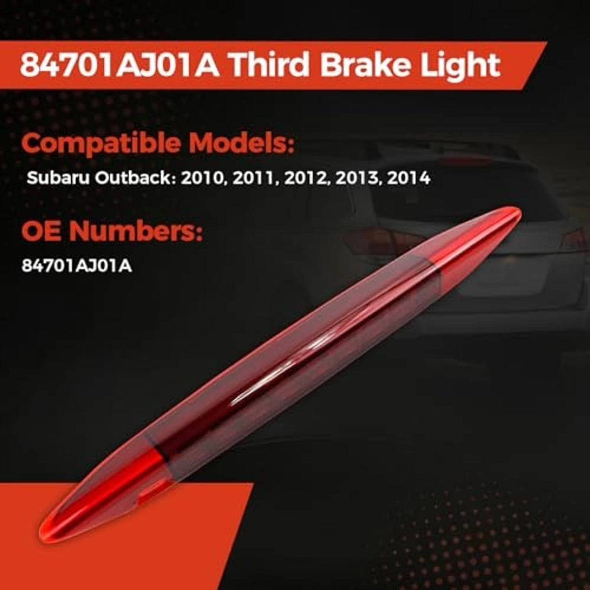 Red LED third brake light bar with smoked housing, angled close view