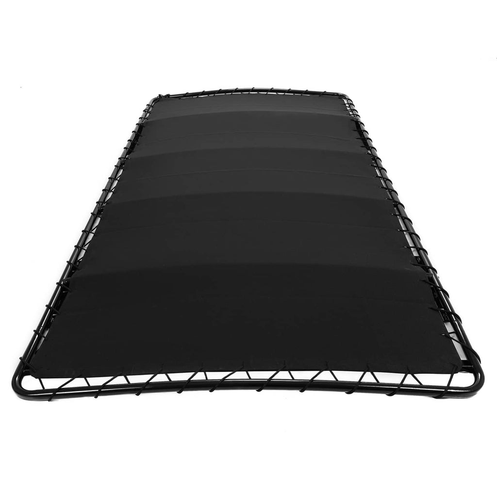 Black golf cart roof sun top with metal frame and rectangular shape