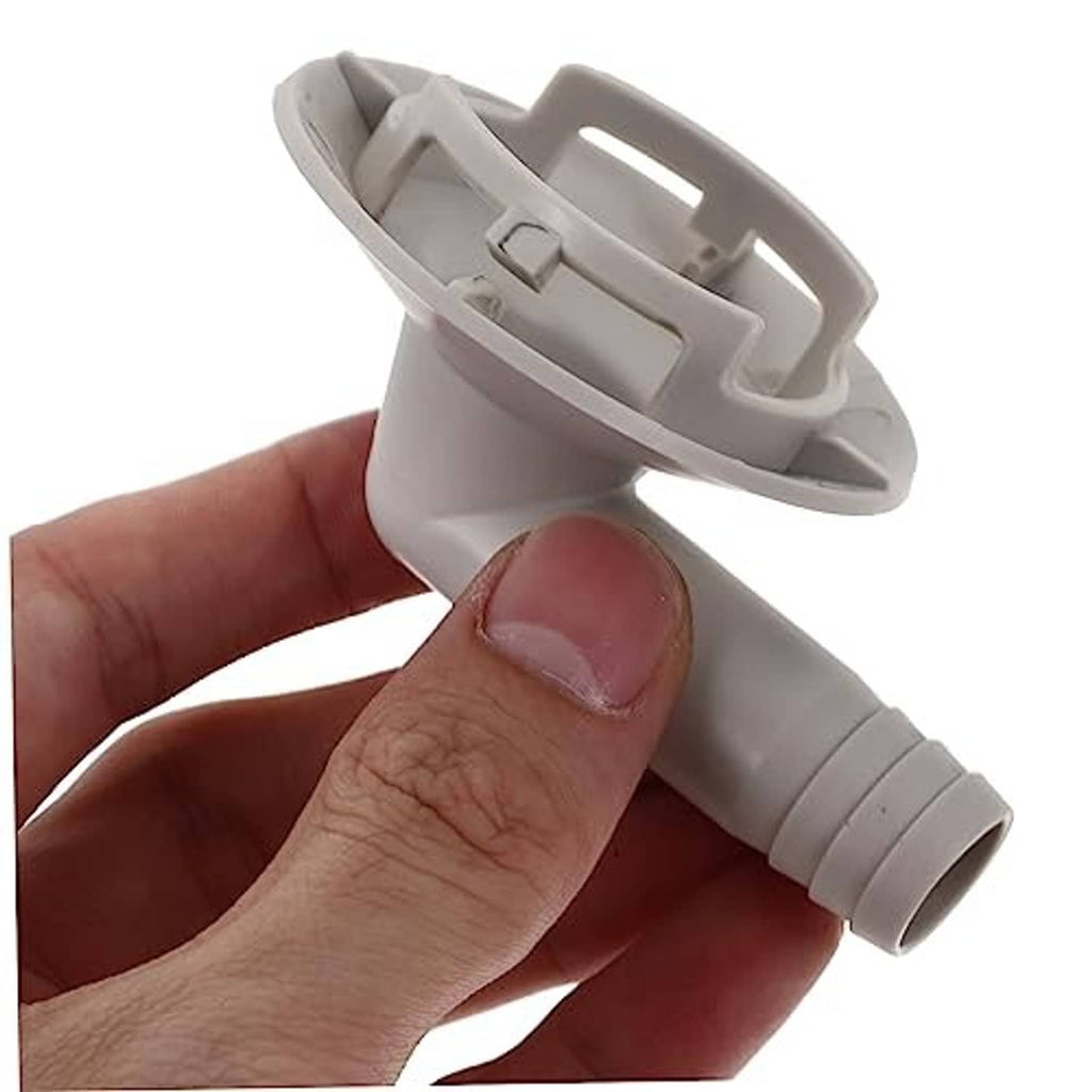 Air conditioner drain hose kit grey adapter end, handheld close-up