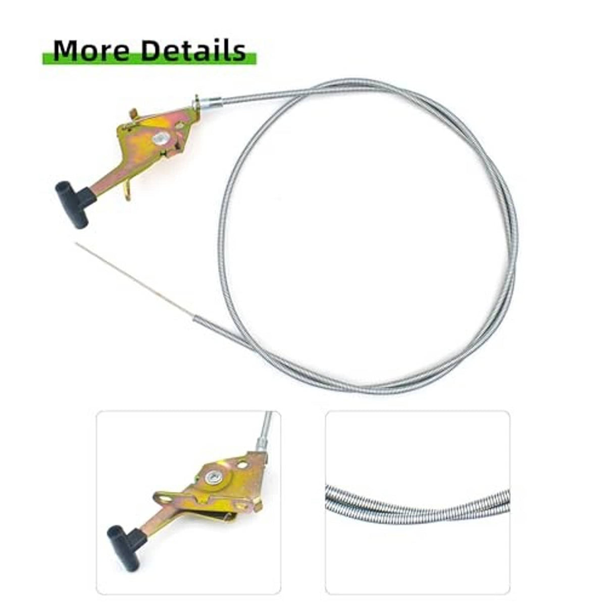 Throttle control cable replacement kit with steel wire cable, yellow bracket, black handle