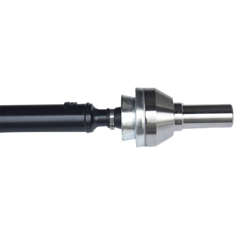 Front prop drive shaft assembly close-up of silver coupler and black shaft