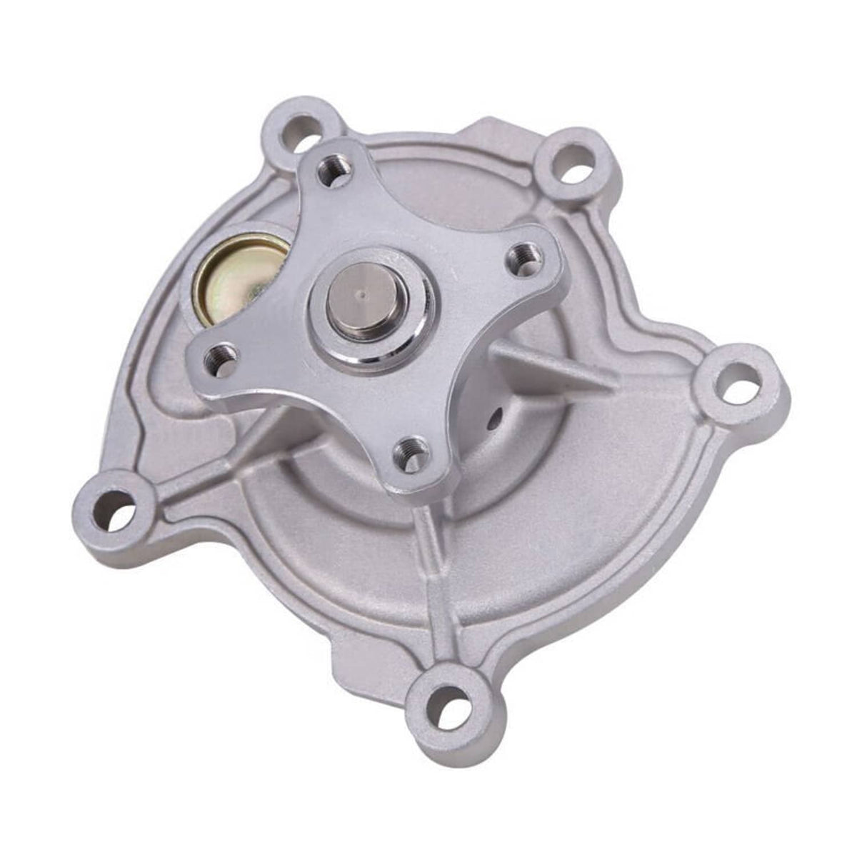 Engine water pump housing with circular inlet and mounting holes
