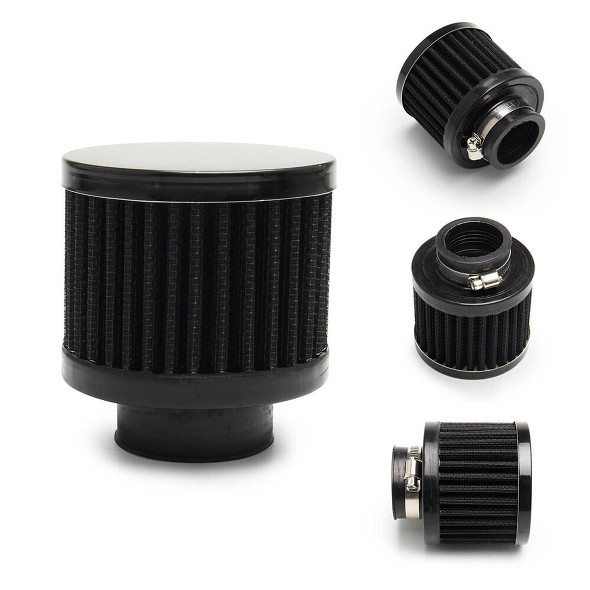 Black oil catch can filter element with brass threaded port and end caps
