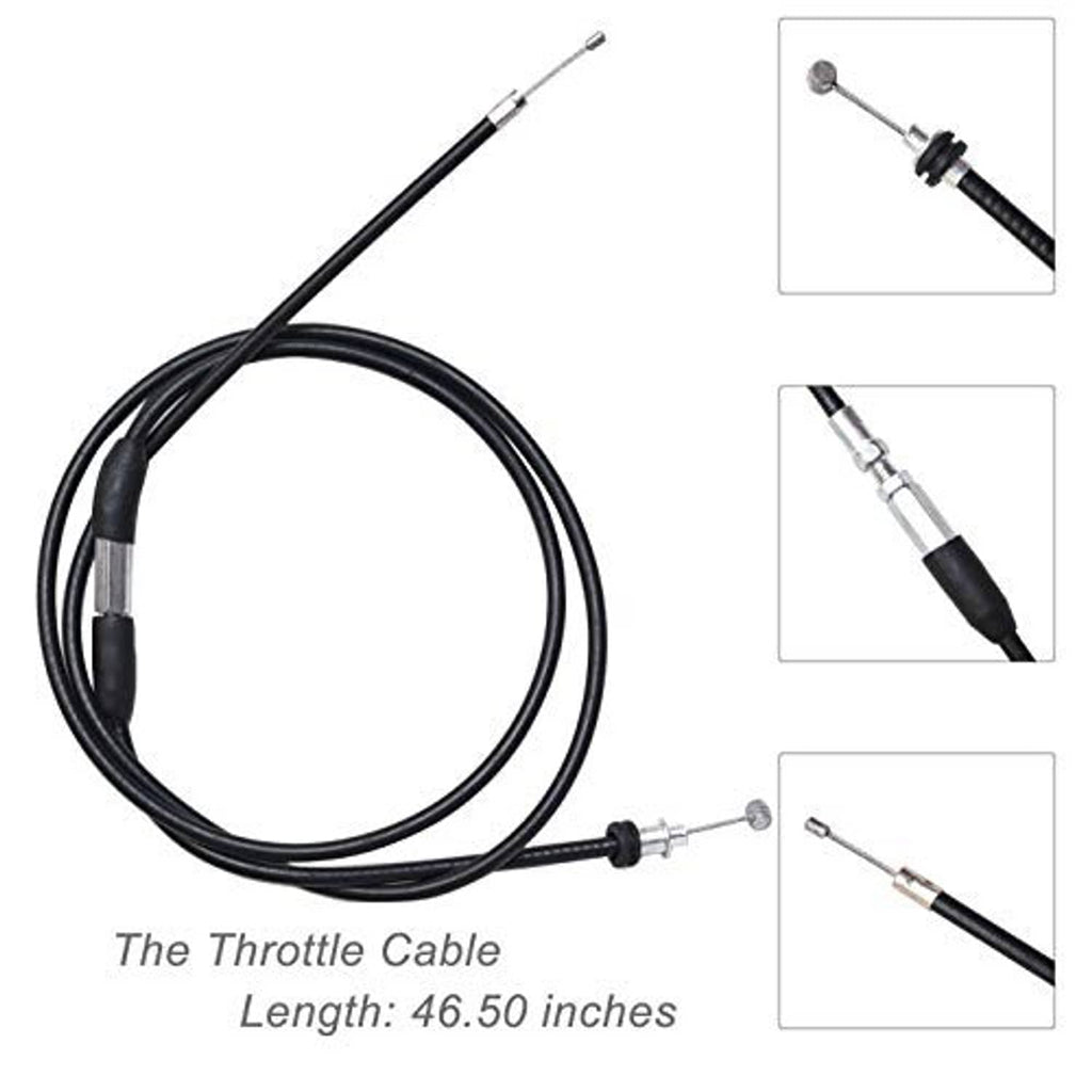 Thumb throttle cable assembly, black cable with metal adjuster end and grip housing