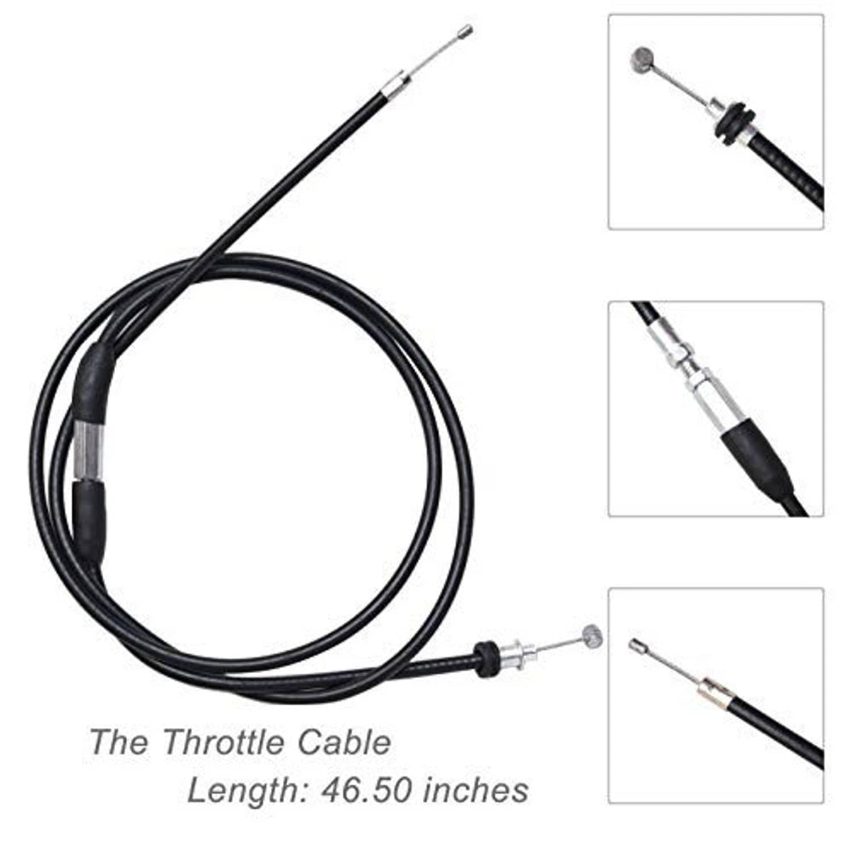 Thumb throttle cable assembly, black cable with metal adjuster end and grip housing