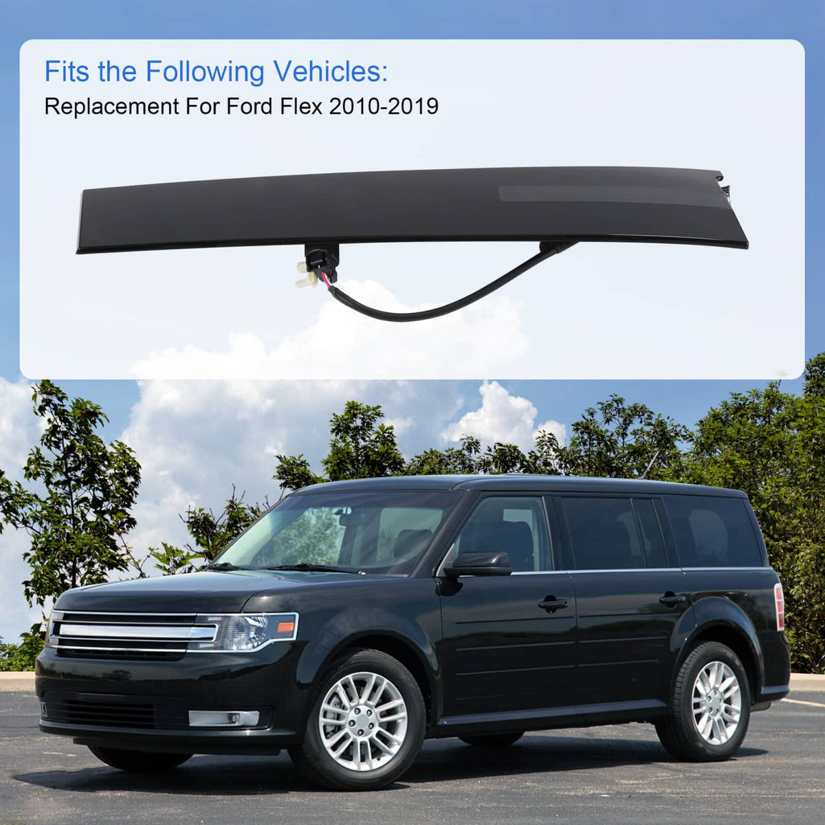 Black door entry keypad pillar molding trim for vehicle B pillar, with cable