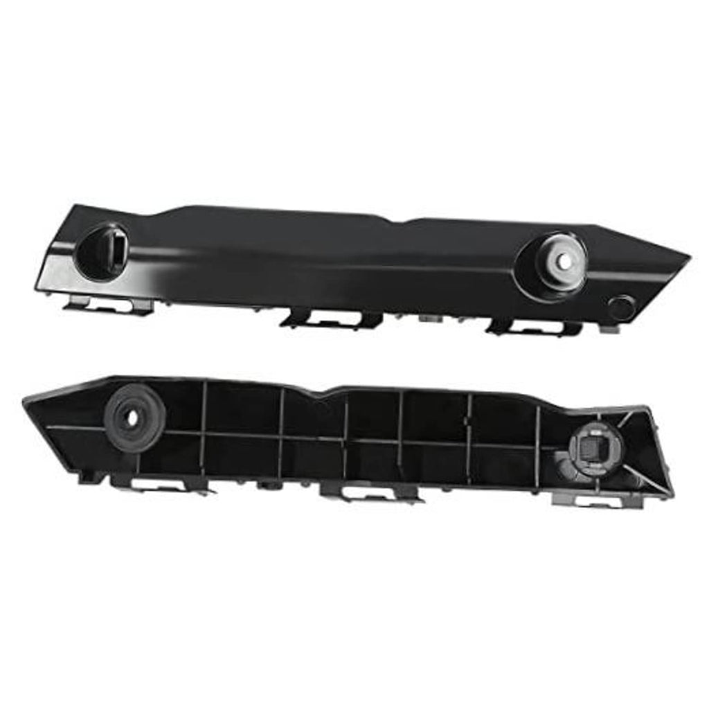 Front bumper bracket set, black plastic brackets with round mounting holes and tabs