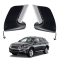 Front bumper trim pieces, black with silver chrome-style inserts, left and right