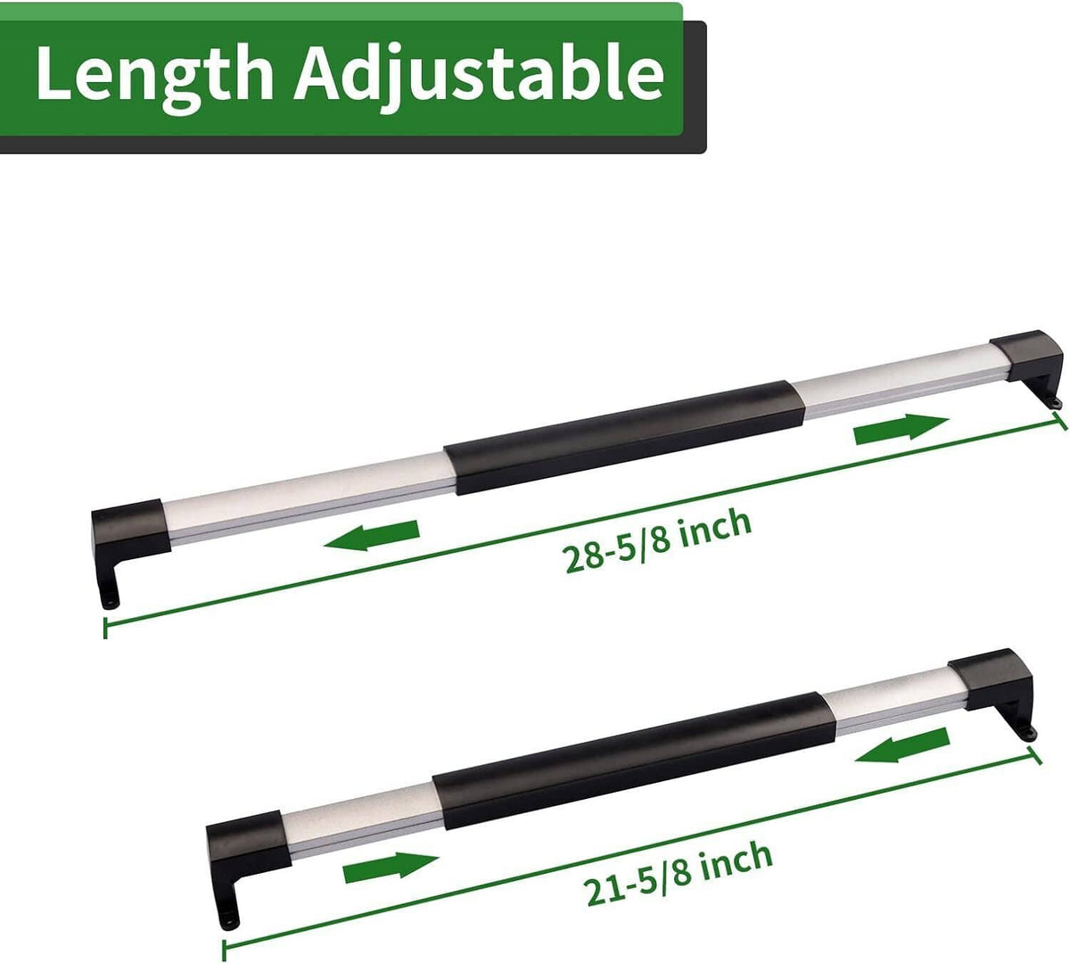 Adjustable RV screen door cross bar handle with width measurement guide