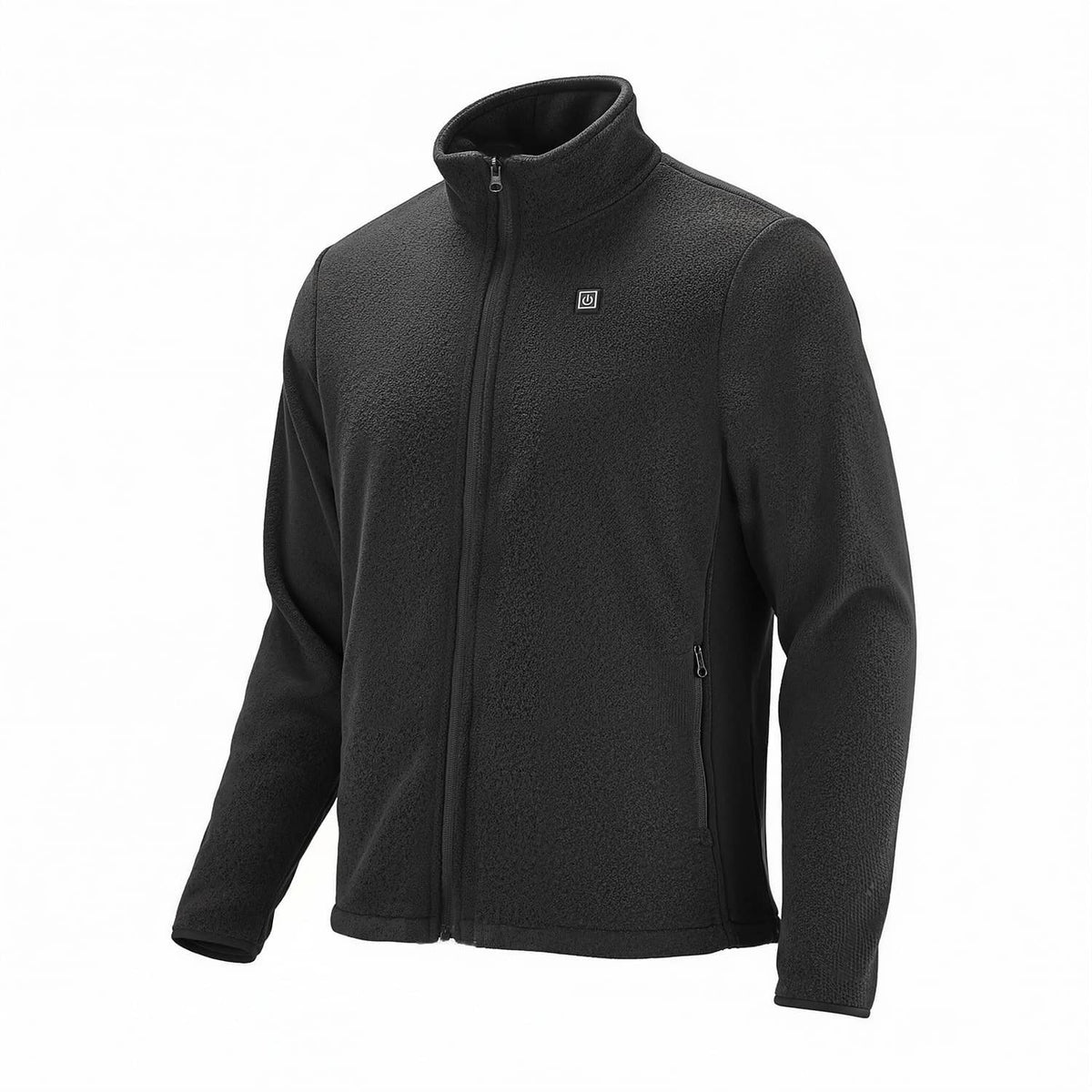Women’s fleece jacket with full zipper and stand collar, dark gray