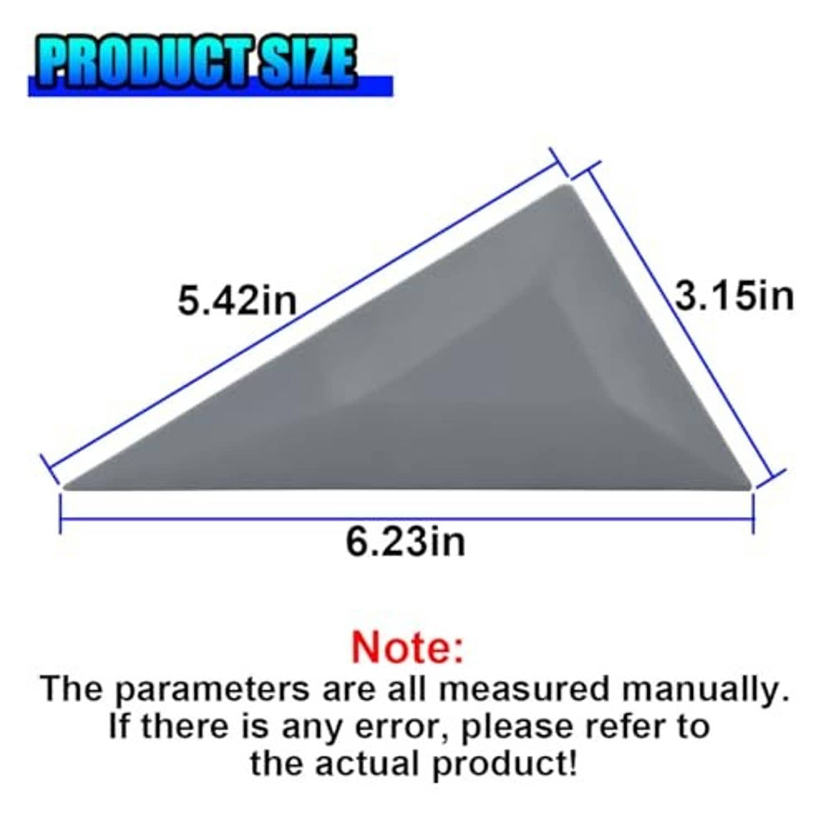 Gray triangular squeegee showing compact size proportions