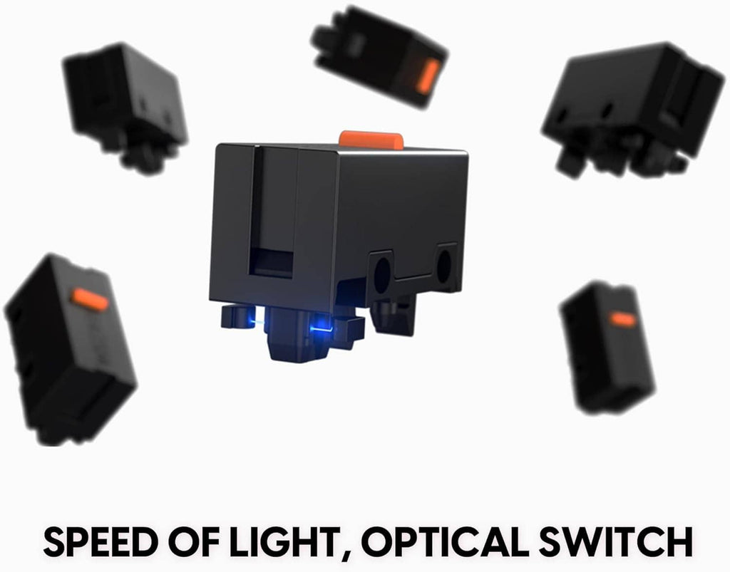Optical switch components with blue light indicators for wired mouse