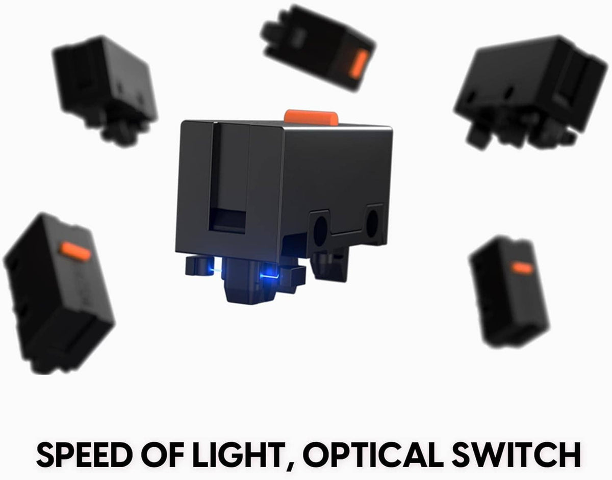 Optical switch components with blue light indicators for wired mouse