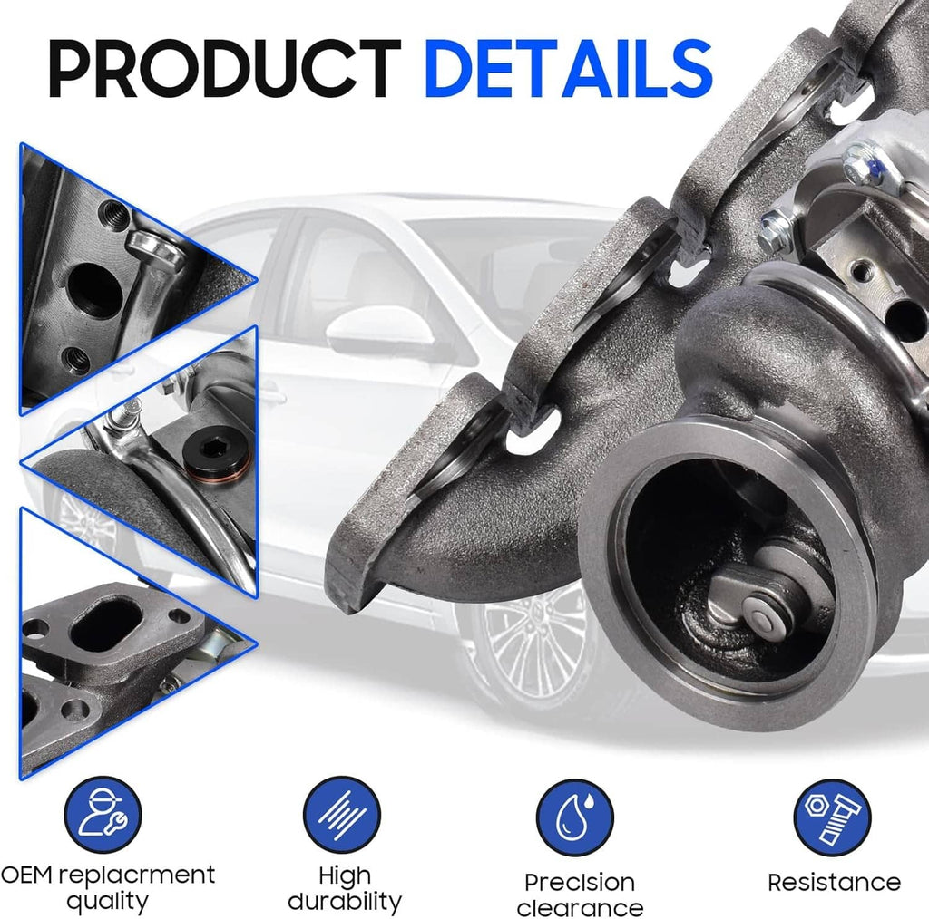 Turbocharger product details showing compressor inlet and mounting area