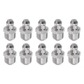 Stainless steel straight grease fitting, silver tone, hex socket head with threaded ends