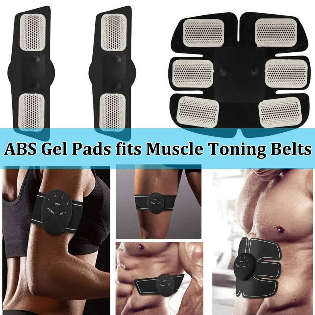 Black gel electrode pads with beige contact mesh squares, for muscle toning belts