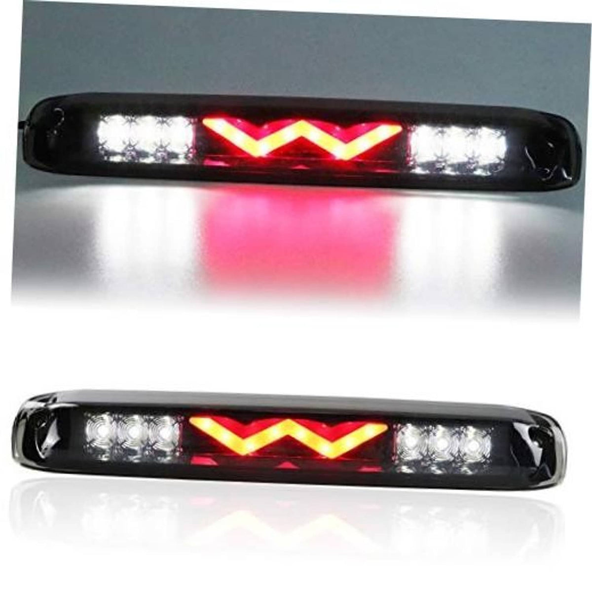 LED third brake light with smoked lens and red zigzag LED pattern