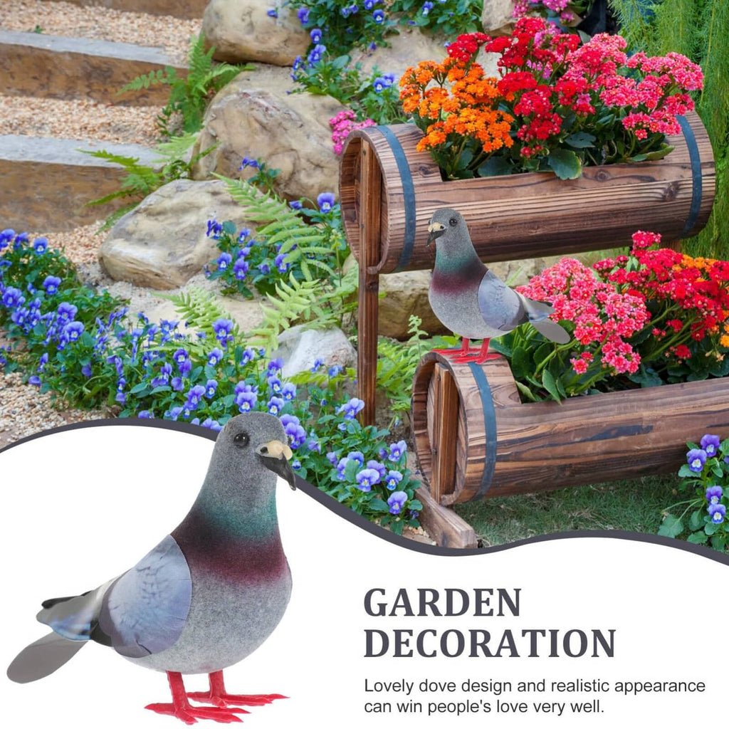 Garden decoration foam pigeon figurines with gray-blue bodies and red feet