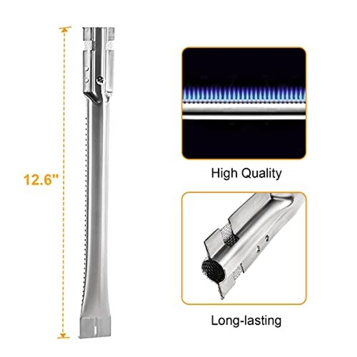 Stainless crossover tube replacement part with mounting ends, 12.6 in height
