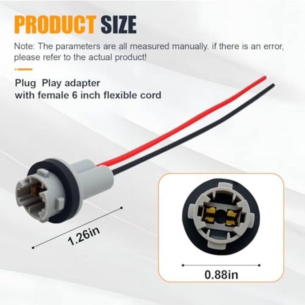 Car bulb socket adapter pigtail with gray housing and two-color red/black leads