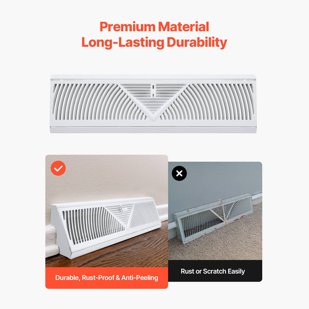 HVAC floor vent register with V-shaped center brace and louvered metal grille