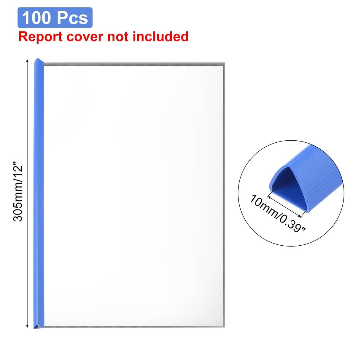Blue slide-grip binding bars with document sheet and 10mm bar profile