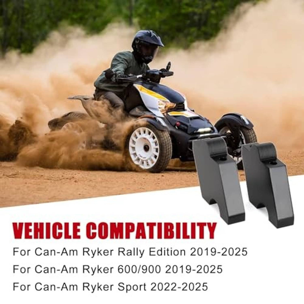 Black adjustable motorcycle handlebar risers, mounted bracket pieces with cutouts