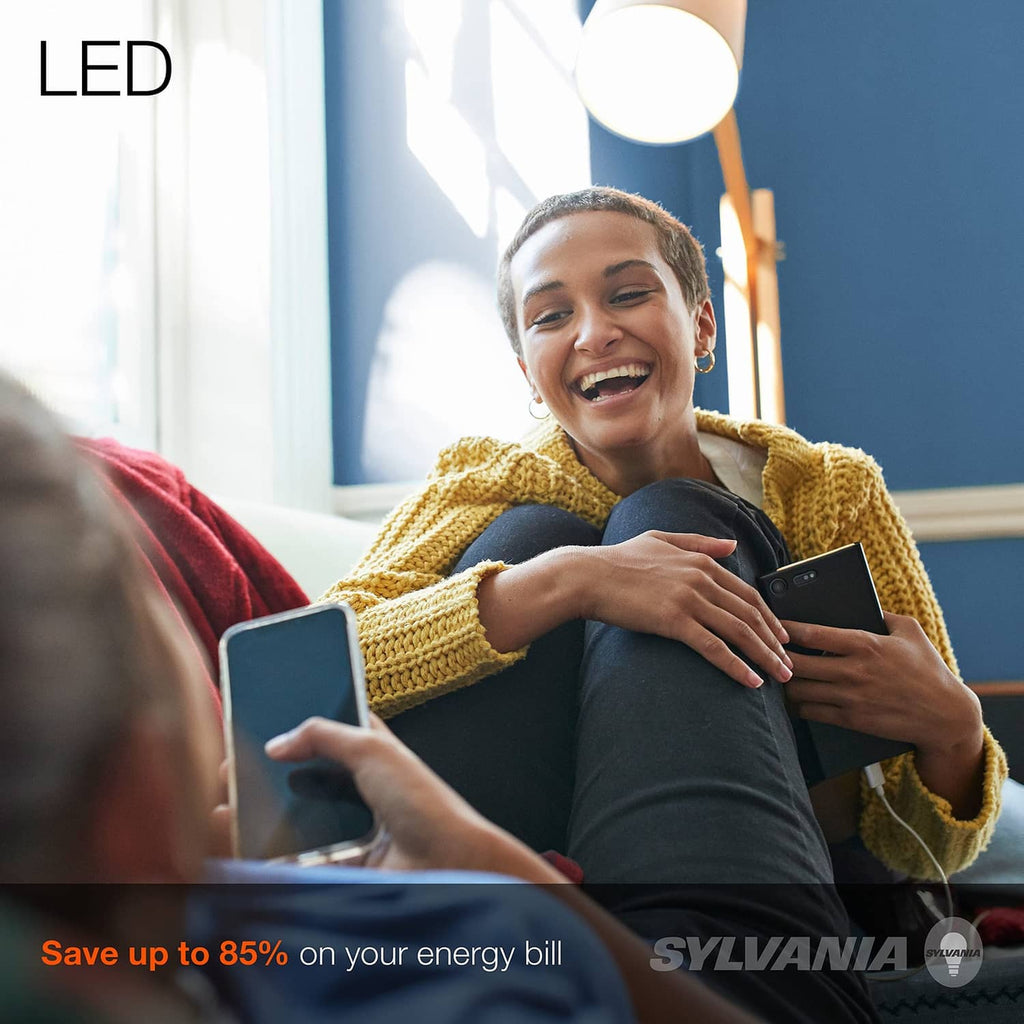 A19 LED light bulb with frosted white glass and medium base