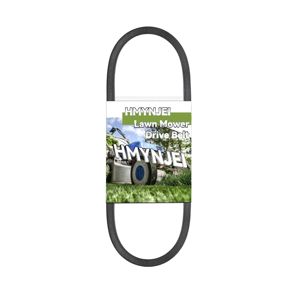 Black lawn mower drive belt, looped oval shape for mower transmission