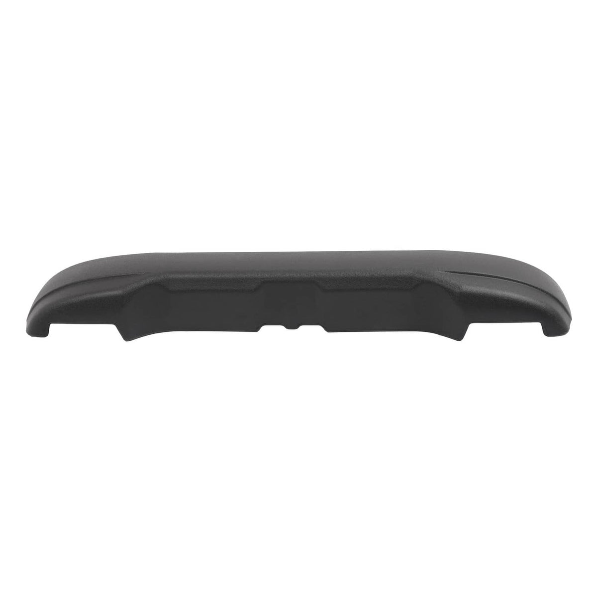 Golf cart rear bumper cover, dark black with underside ribs and center recess
