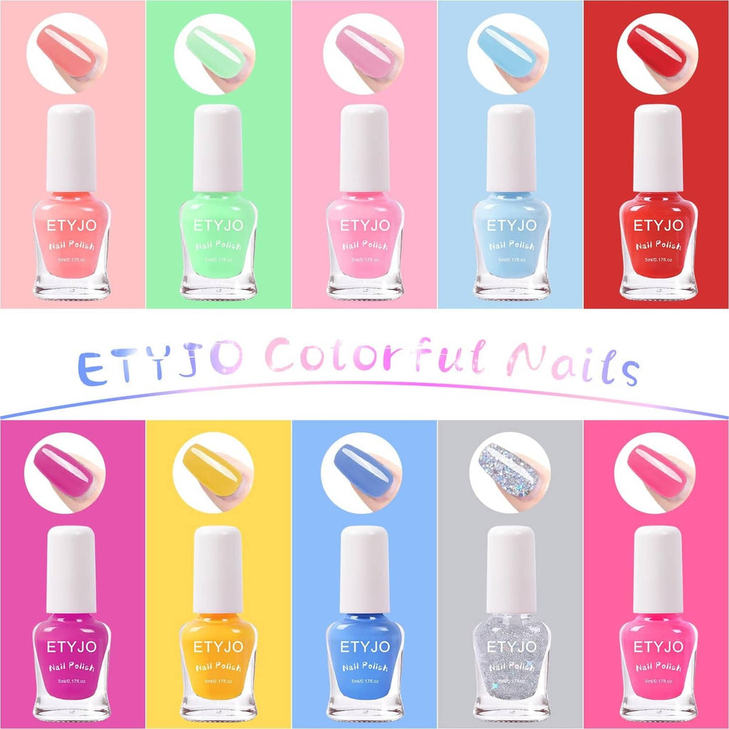 Kids nail polish bottles with pastel pink, green, and blue shades