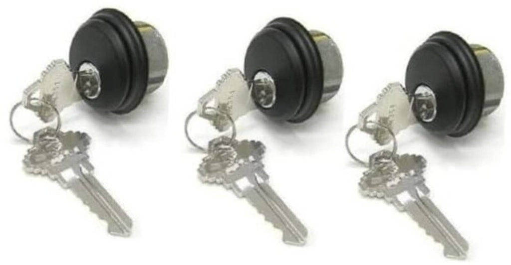 Mortise lock cylinder set with 3 keyed-alike cylinders and keys, dark knob finish