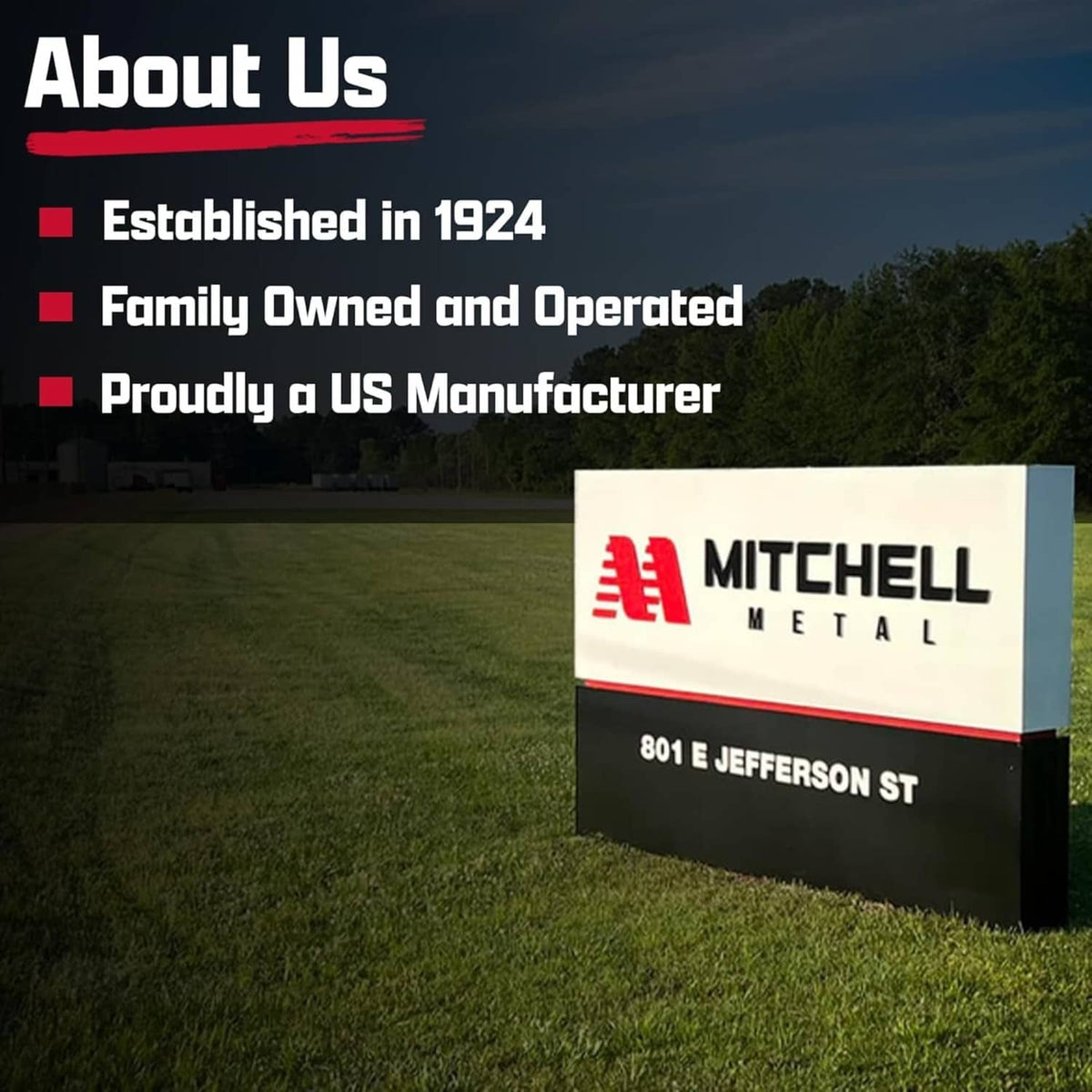 Mitchell Metal outdoor sign with address on a lawn