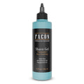 FACON shaving gel bottle with black dropper cap, teal gel container.