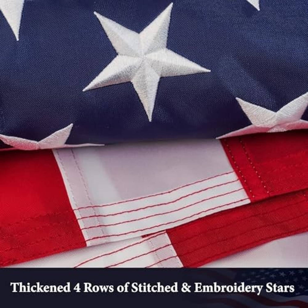 American flag star panel and stripe edge with thick stitched border