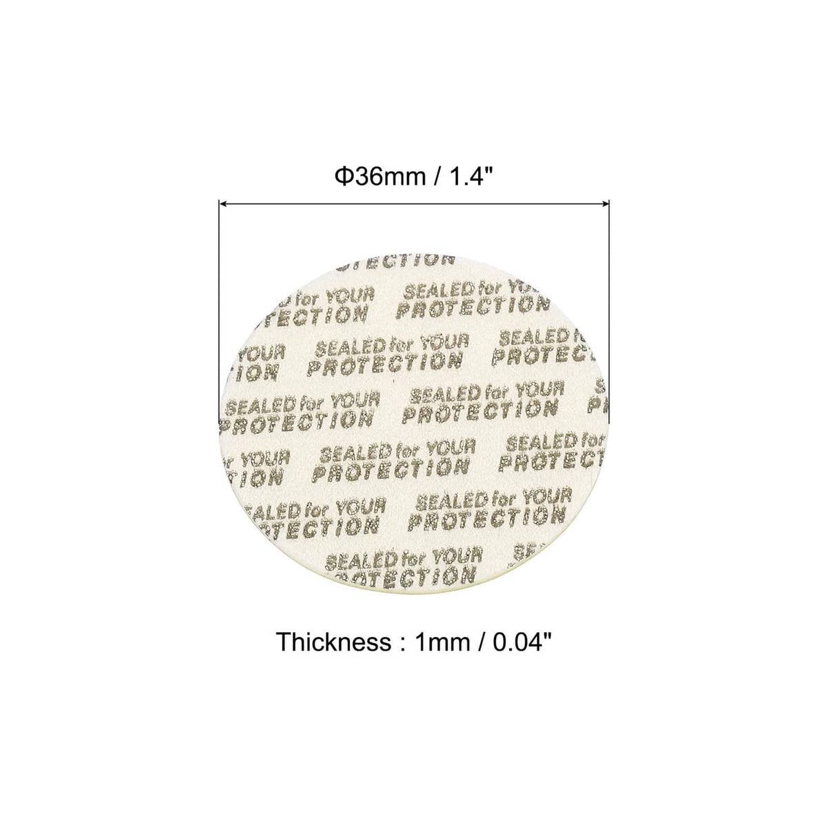 36mm round foam lid liner disc with printed sealing surface, 1mm thickness
