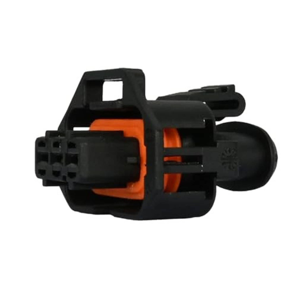 Throttle-position sensor connector viewed from side with orange inner component
