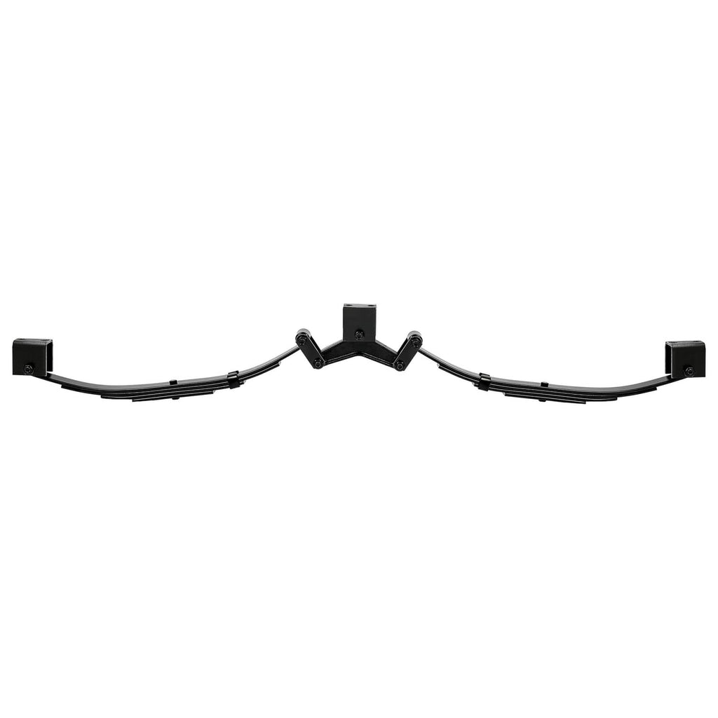 Black tandem trailer leaf spring hanger kit with center plate