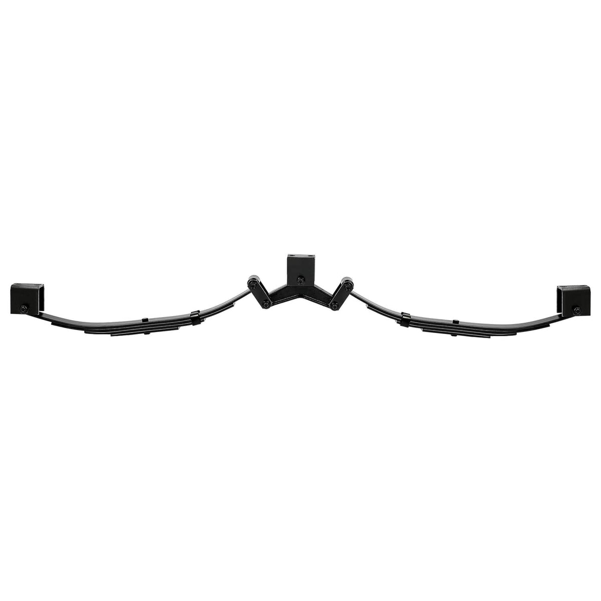 Black tandem trailer leaf spring hanger kit with center plate