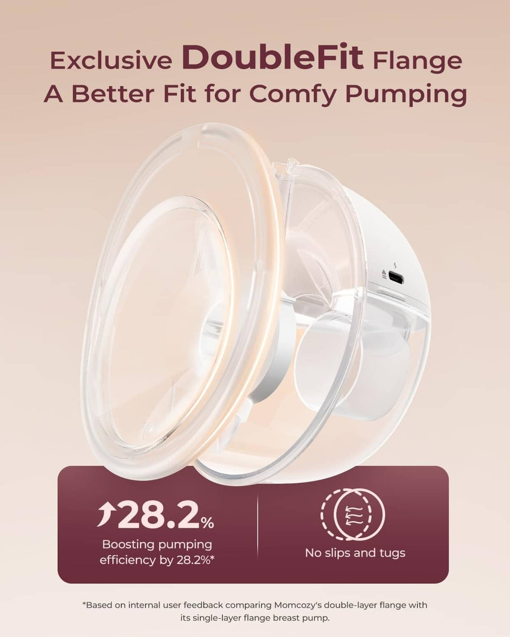 DoubleFit flange design with two clear flange parts for a more comfortable wearable fit
