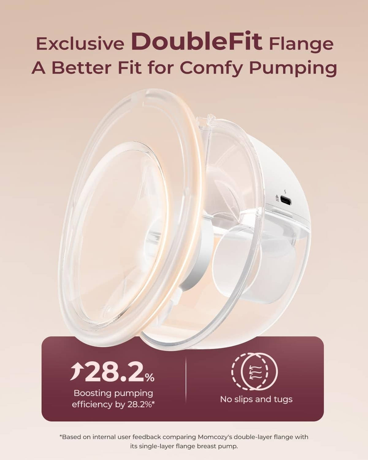 DoubleFit flange design with two clear flange parts for a more comfortable wearable fit