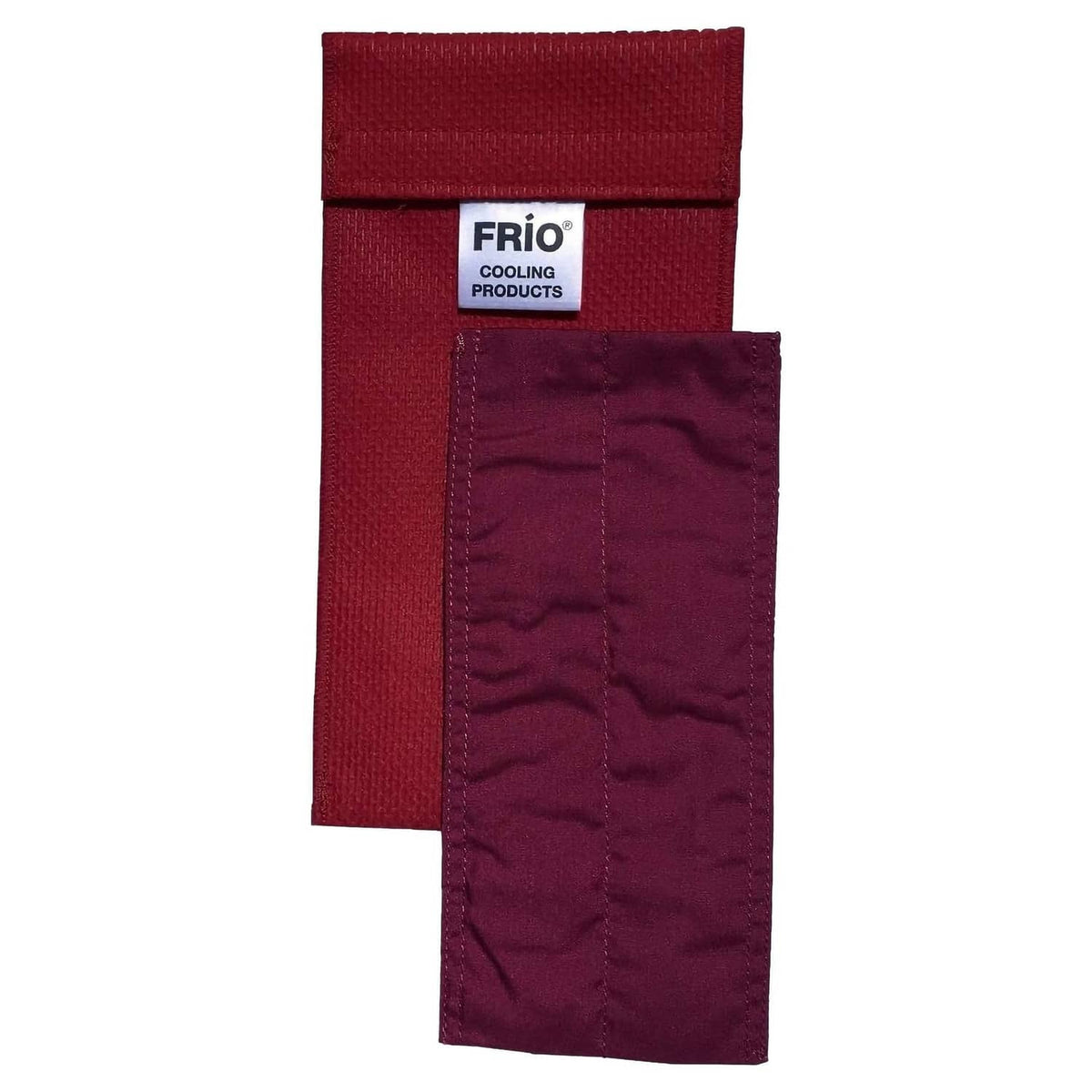 Red and dark red FRIO cooling wallet with two fold-in pouches