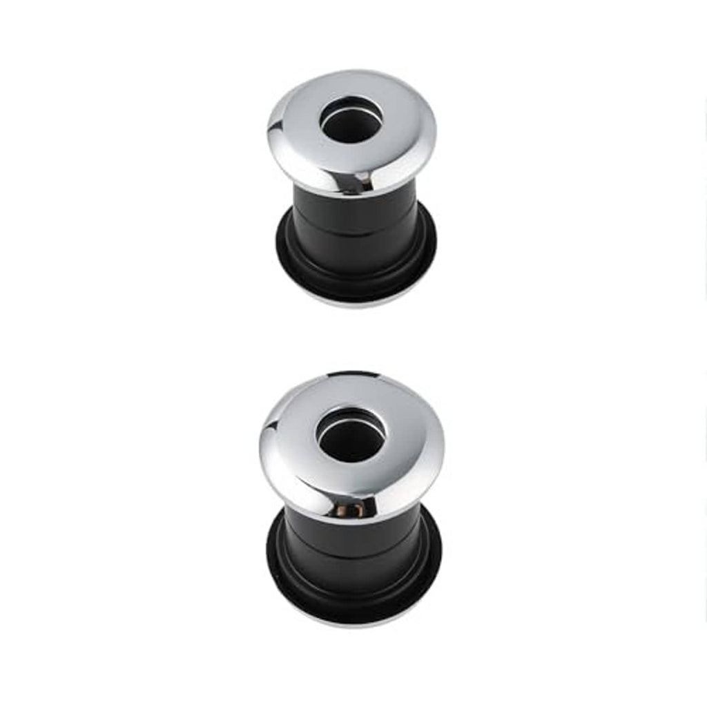 Handlebar riser bushing kit with chrome caps and black base sleeves, pair shown