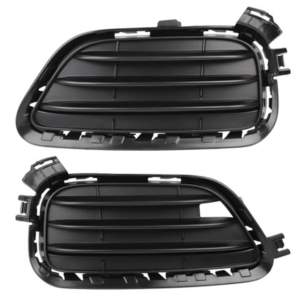 Set of two front lower fog light grille inserts with black horizontal slats and tabs