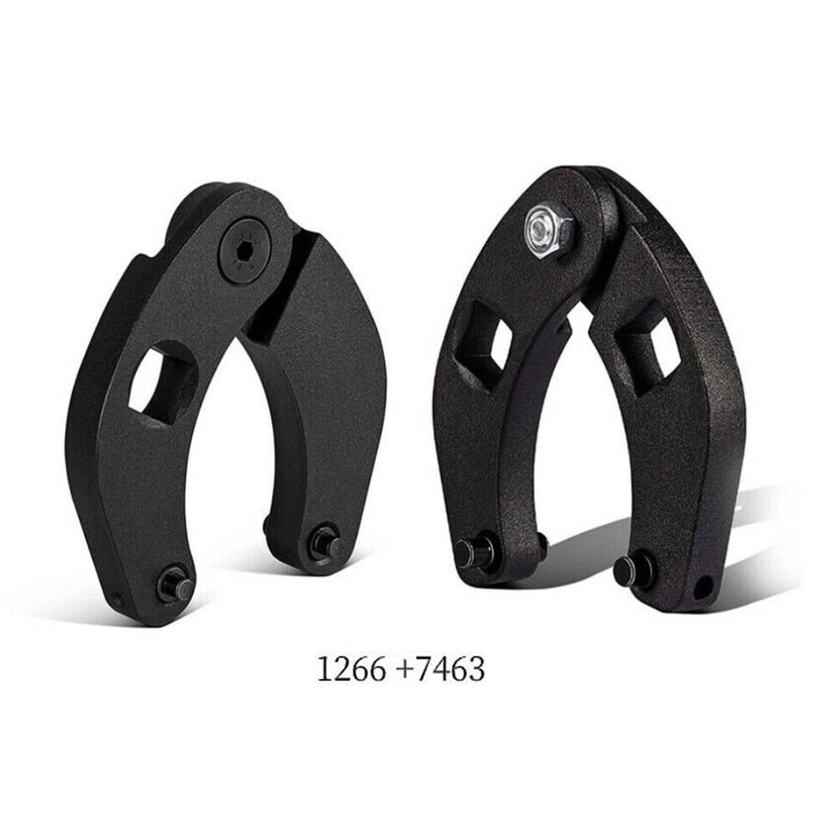 Pair of adjustable gland nut wrenches with black finish and open-frame design