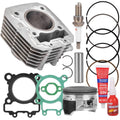 Cylinder piston and top end kit with cylinder, piston, spark plug, gaskets, and rings
