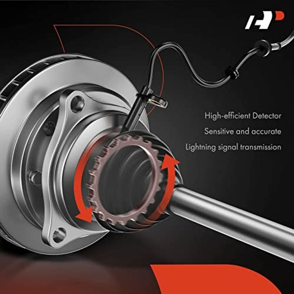 Rear ABS wheel speed sensor and wiring near wheel hub, close-up