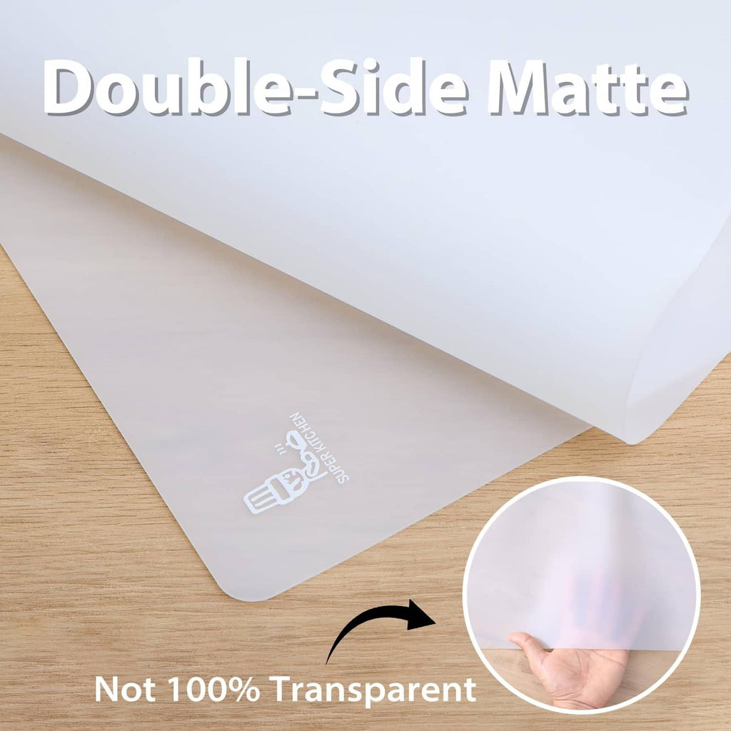 White translucent silicone counter mat, double-sided sheet with smooth edges