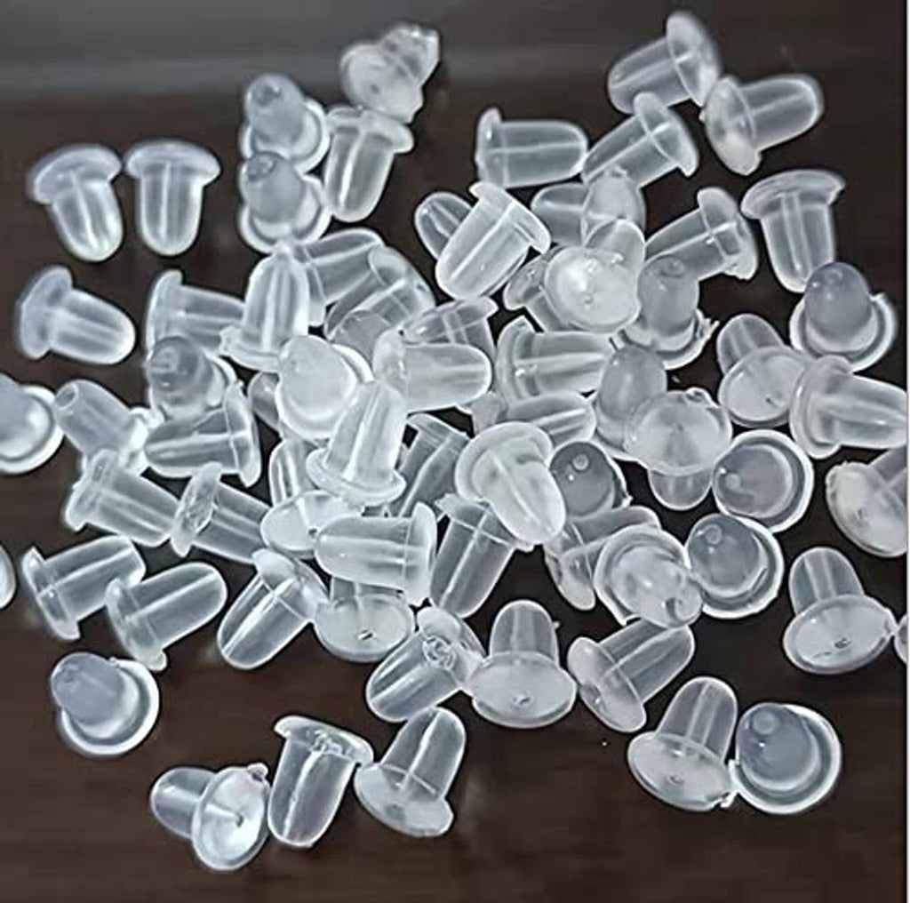Clear plastic earring studs and backs, assorted pieces in a set