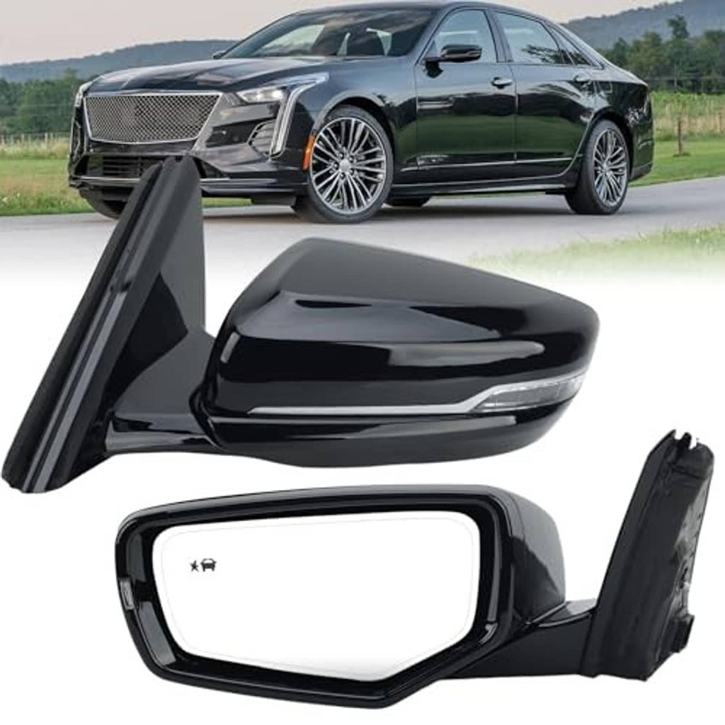 Black left driver-side mirror assembly with glossy housing and clear side glass